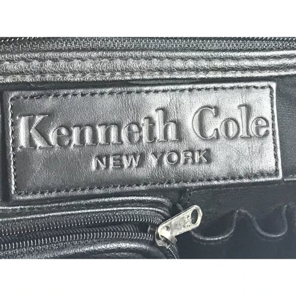 Kenneth Cole Unisex Black Leather Inner Pockets Detachable Straps Messenger Bag - Picture 8 of 8